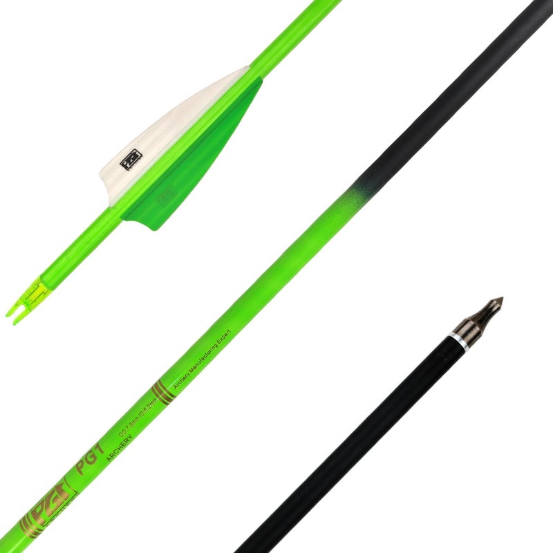PG1ARCHERY 30Inch Carbon Arrows for Hunting Archery Removable Tips Spine 400 with 3“ Vanes Suit for Compound & Recurve Bow (Pack of 12) - Image 5